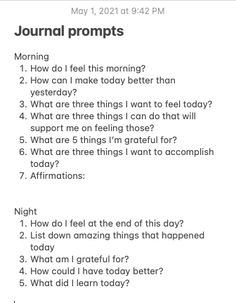 #journal #journalprompts #notes #motivation Daily Things To Write In A Journal, Ideas For Daily Journal, Journal Ideas Writing Daily, Question Journal Ideas, Thoughtful Journal Prompts, Journal Prompts Motivation, 3 Journal Prompts, Am Journal Prompts, Daily Goals Journal