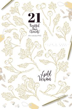 the cover of 21 beautiful elements from gold version, with scissors and thread on it