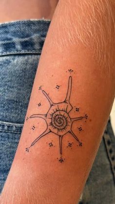 a man's arm with a tattoo on it that has an image of a star in