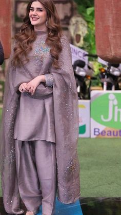 cuteness overload #fashion Khadar Suit Design Women, Raw Silk Dresses Pakistani, Silk Frocks For Women Pakistani, Khadar Dress Designs Pakistani, Raw Silk Dress Designs, Eid Suits, Lilac Dresses, Kubra Khan, Suits For Women Indian