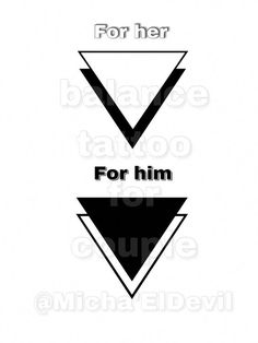 two arrows with the words for her and for him in black on a white background