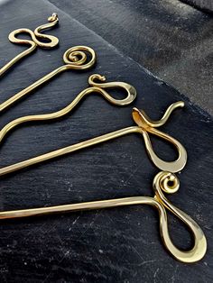 "Bronze Hair Sticks, they are unique and really hold the hair. Long hair sometimes requires two sticks. Each stick is around 5.5\" total in length. *one of the Artist's favorite!*" Jewelry Smithing, Hardware Ideas, Bronze Hair, Twisted Band Ring, Art Nouveau Earring, Goddess Hairstyles, Jewelry Hair, Twisted Band, Hair Rings