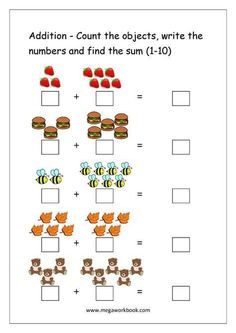 addition worksheet for students to practice counting