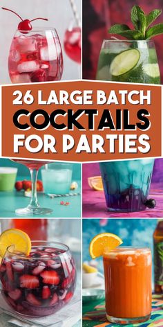 26 Large Batch Party Cocktails | Sugar&Cinnamon Large Party Drinks, Party Cocktails Big Batch, Batch Cocktail Recipes, Big Batch Cocktails, Apple Punch, Batch Cocktail Recipe, Pineapple Cocktail, Cranberry Vodka