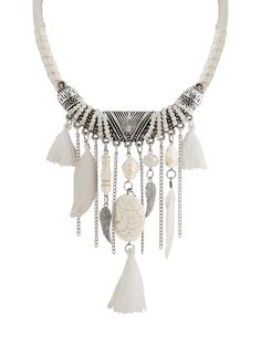 PRICES MAY VARY. Bohemian Style: Feather tassel necklace with irregular stone beads in a retro, exotic pattern. Unique Design: Featuring a white silver-tone metal and an eye-catching bohemian pattern. Versatile Accessory: A stylish statement necklace suitable for various casual or formal occasions. Durable Construction: Made with high-quality materials for long-lasting wear. Ideal Gift: A thoughtful present for women who appreciate unique and fashionable jewelry. Service: If you have any questio Affordable Beaded Layered Necklace Gift, Cheap Southwestern Beaded Necklaces, Silver Woven Necklace, Bohemian Pattern, Fiber Jewelry, Presents For Women, Fashionable Jewelry, Bohemian Necklace, Beaded Jewelry Patterns