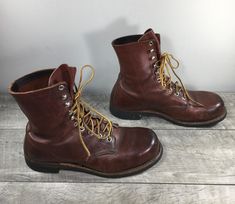 "Up on ETSY for buy it now is a pair of good condition, Vintage Red Wing Heritage Collection 2302 Steel Toe Men's Work Leather Boots. Very thick and sturdy boots with great patina, as only made by Red Wing. Size 8 C, narrow US. Leather uppers. Rubber Wing soles. From smoke-free home. Clean inside and out. Very well built and sturdy. Approximate Outside Dimensions: 11.5 inches heel to toe by 4 inches across the ball of footwear by 1.5 inches tall heels by 8.25 inches tall by 9.5 inches inside hee Vintage Workwear Boots With Snip Toe, Vintage Snip Toe Boots For Work, Vintage Moto Boots With Reinforced Moc Toe, Vintage Boots With Reinforced Toe For Outdoor Work, Vintage Workwear Boots With Plain Toe, Vintage Plain Toe Workwear Boots, Vintage Round Toe Work Boots, Vintage Work Boots With Reinforced Toe For Outdoor Work, Vintage Work Boots With Round Toe