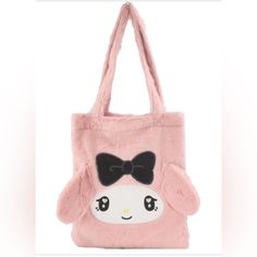 Sanrio’s Soft My Melody Fuzzy Feelings Tote Bag Is Functional And Stylish. With Black Bow, Signature Floppy Ears And Embroidered Heart Eyes. Show Your Plush Love While On The Move. Length : 15 Inches Width : 13 Inches One Large Opening With A Magnetic Closure Inside Open Pocket 100% Polyester Limited Edition Free Gift With Purchase! Pink Kawaii Bag With Cute Design, Kawaii Pink Bag For Gift, Pink Kawaii Bags For Daily Use, Cute Pink Shoulder Bag, Trendy Pink Bag With Cute Design, Pink Shoulder Bag With Cute Design For Everyday Use, Cute Pink Satchel Shoulder Bag, Pink Kawaii Shoulder Bag For Shopping, Cute Pink Bag As Gift