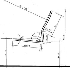 the drawing shows an angled section with measurements