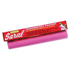 a tube of pink transfer paper on a white background