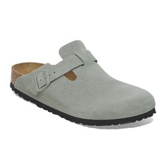 Our most sought-after clog the Boston lends a fashion-forward edge to any style. Velvety suede gives the laid-back look classic every season appeal. Featuring an additional foam layer for cushioning the soft footbed offers extra comfort plus go-all-day support. Cushioned BIRKENSTOCK soft footbed creates custom support with wear Classic suede upper Suede footbed lining helps keep you comfortable EVA sole is flexible and lightweight Adjustable strap with metal pin buckle “Made in Germany” quality Birkenstock Boston Soft Footbed, Boston Soft Footbed, Mens Clogs, Boys Sandals, Boston Clog, Suede Fashion, Strap Wedge, Slippers Cozy, Birkenstock Boston