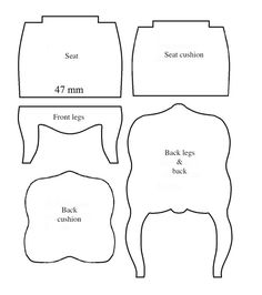 the measurements for an upholstered chair and footstool, which is cut out from