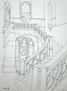 an architectural drawing of a staircase in a building