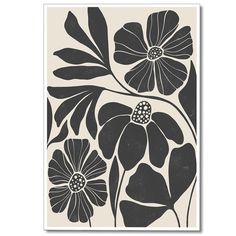 a black and white flower pattern on a wall