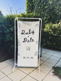 a white sign that says ruby dale on it