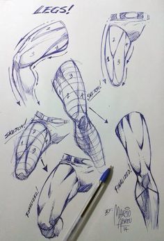 the drawing shows how to draw shoes