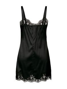 Dolce & Gabbana lace-detail Satin Slip Dress - Farfetch Lace Night Dress, 00s Style, Dolce Gabbana Dress, Black Slip Dress, Dreamy Dress, Satin Slip Dress, Satin Slip, Dolce & Gabbana, Italian Fashion