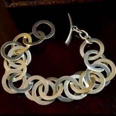 B1404 Interlocking Matte Sterling Silver Circles Bracelet. Jewelry Hardware, Nuts & Bolts, Nuts Bolts, Circle Bracelet, Silpada Jewelry, Link Bracelets, Womens Jewelry Bracelets, Nuts, Circles