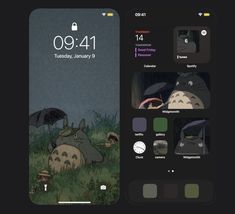 an iphone screen showing the theme for totoro