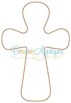 a cross with the word creative appliques on it's back and side