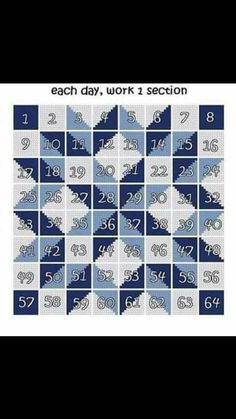 a blue and white calendar with numbers on it