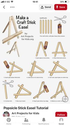 popsicle stick art project for kids with instructions to make a craft stick easel