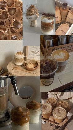 there are many different pictures of coffee items