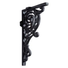 an ornate cast iron door handle on a white background