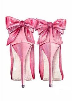 pink high heels with bows on the side and an instagramt to show them