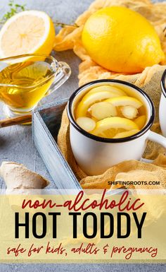 Cold, sore throat, or cough got you down?  Try this non-alcoholic hot toddy with lemon, honey, and cinnamon to sooth your sore throat and provide some relief!  I love the natural ingredients in this drink recipe and that it's safe for kids, adults and pregnant women. #cold #sorethroat #remedy #natural Toddy Recipe, Throat Remedies, Sore Throat Remedies, Hot Toddies Recipe, Sick Remedies, Lemon Honey, Home Remedy For Cough, Cold Sores Remedies, Natural Healing Remedies