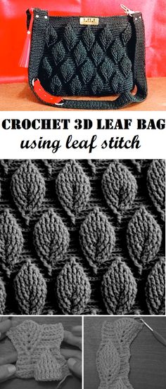 crochet 3d leaf bag using leaf stitchs