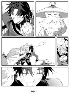 an anime story page with black and white images