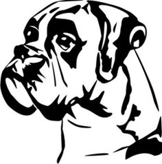 a black and white drawing of a boxer dog