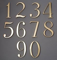 gold numbers and numerals on a gray background