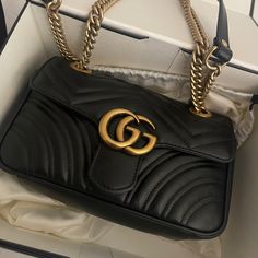 Slightly Used Leather With Gold Hardware Gucci Marmont 2.0 Lion Strap Like New. Leather Is Intact And It Comes W/ Duster Bag And Gucci Box. Gucci Box, Pink Bags, Gucci Purses, Lv Purse, Bags Gucci, Gucci Marmont, Luxury Purses, Gucci Bags, Branded Bags