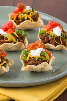 small appetizers are arranged on a plate