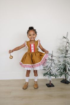 Joy and Gingerbread Girls Pinafore Dress - Etsy Australia Christmas Character Costumes, Gingerbread Outfit, Cotton Candy Costume, Gingerbread Dress, Concert Dress, Girls Pinafore Dress, Toddler Christmas Outfit, Candy Costumes, Girls Pinafore