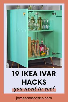 Ikea Ivar Cabinet Stained, Ikea Ivar Painted Blue, Ivar Cabinet With Sliding Doors Hack, Inside Ivar Cabinet, Ikea Ivar Bamboo Doors, Drinks Cabinets, Ivar Cabinet, Ivar Ikea