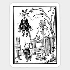 an old black and white drawing of a woman sitting on a bench next to a cat