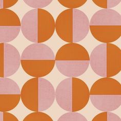 an orange and pink geometric pattern with circles on it's sides, in shades of peach and beige