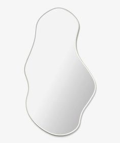 an oval mirror with a curved edge on a white background, viewed from the side