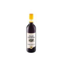 a bottle of four course wine on a white background with an orange cap in the top corner