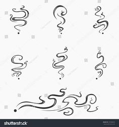 set of abstract swirls in black and white on a white background for design or tattoo