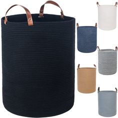 the large round storage basket has handles on each side