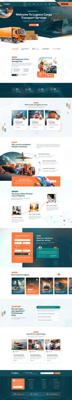 Logisco - Transportation & Logistics Business Figma Template Web Design Modern, Logistics Business, Transportation Logistics, Logistics Design, Transport Logistics, Ui Design Principles, Minimalist Web Design, Web Design Examples