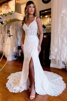 NumberSea - NumberSea Gorgeous Mermaid Backless V - neck Lace Appliques Wedding Dresses, MW1018 Southern Wedding Dress, Wedding Dresses Backless, Homecoming Dresses Corset, Lace Applique Wedding Dress, Wedding Dr, Bridal Dresses Lace, Womens Wedding Dresses, V Neck Wedding Dress, Applique Wedding