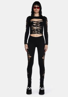 Women's Clothing Clearance & Sale: Shop with Discount – Dolls Kill Grunge Clothing, Mesh Pants, Lace Up Leggings, Cut Out Leggings, Weaving Designs, High Fashion Outfits, Black Dolls, Black Doll, Current Mood