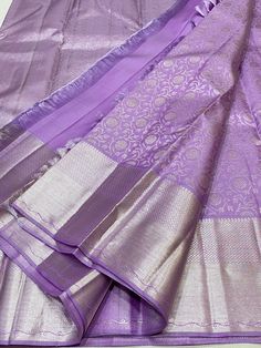 Patti Sarees Latest, Lavender Wedding Saree, Pestal Colour Sarees, Lavender Kanchipuram Saree, Organsa Dress, Lavender Pattu Saree, Lavender Colour Saree, Lavender Sarees, Lavender Color Saree