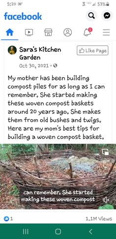 an image of someone's facebook page with the caption that reads, my mother has been building composts for as long as long as i can