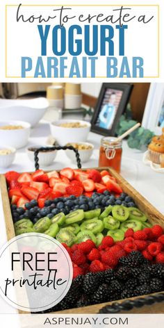 how to create a yogurt parfait bar with free printables