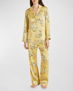 Olivia von Halle - Lila Lobster-Print Silk Satin Pajama Set Olivia Von Halle Pajamas, Satin Pajama Pants, Silk Pajama Pants, Satin Pajama Set, Silk Pajamas Women, Satin Pajama, Womens Pajamas Pants, Silk Set